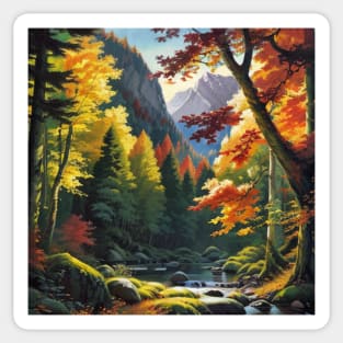 Boreal Forest River at the End of Summer Sticker